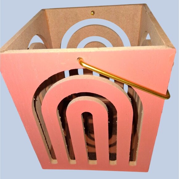 Rose Gold Rainbow Candle Holder With Gold Handle - Picture 3 of 6